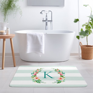 Paradise Floral und Streifen Monogramm Badematte