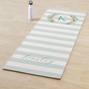 Paradise Floral und Streifen Monogramm Yogamatte