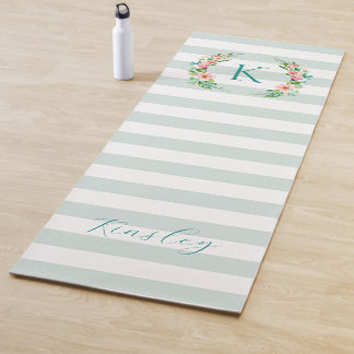 Paradise Floral und Streifen Monogramm Yogamatte