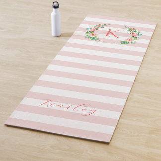 Paradise Floral und Streifen Monogramm Yogamatte