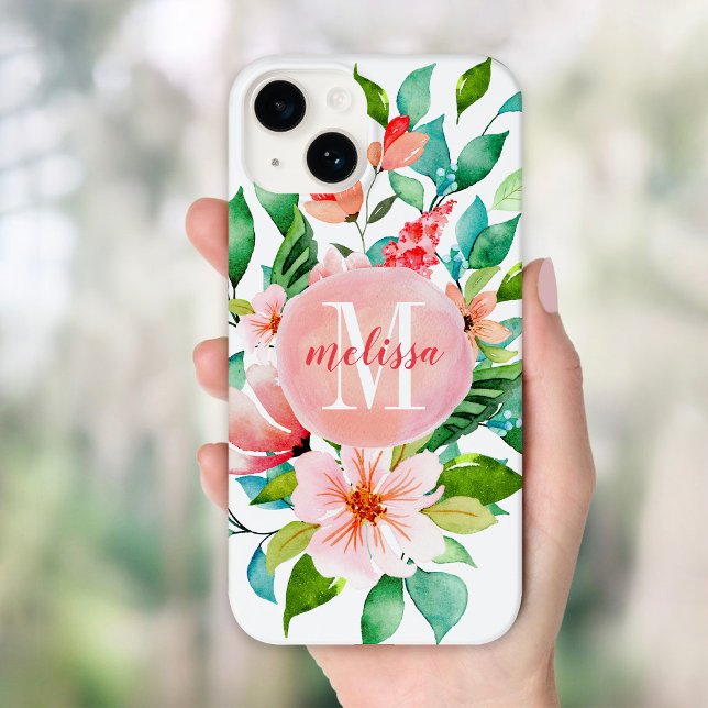 Paradise Floral Watercolor Monogram Case-Mate iPhone Hülle (Von Creator hochgeladen)