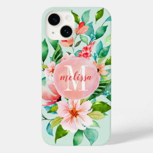 Paradise Floral Watercolor Monogram Case-Mate iPhone 14 Hülle