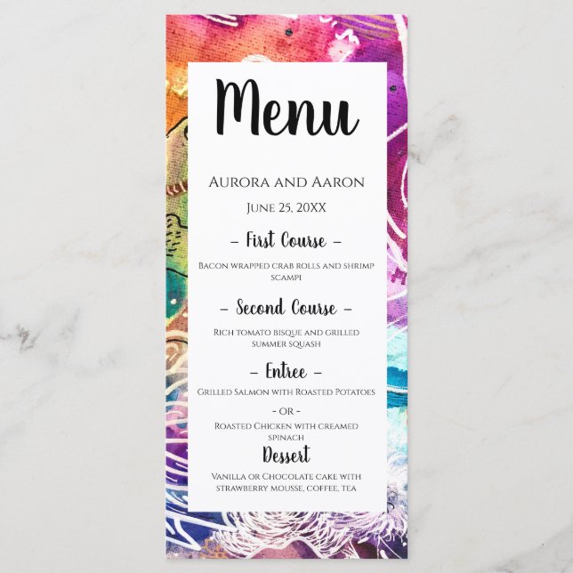 Paradise Floral Wedding Menu Menükarte (Vorderseite)