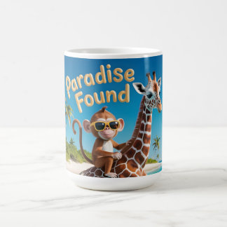 Paradise Found, Monkey Riding Giraffe in the Ocean Kaffeetasse