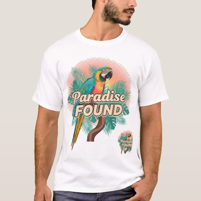 Paradise Found - Vibrannendes tropisches Parrot-De T-Shirt (Vorderseite)