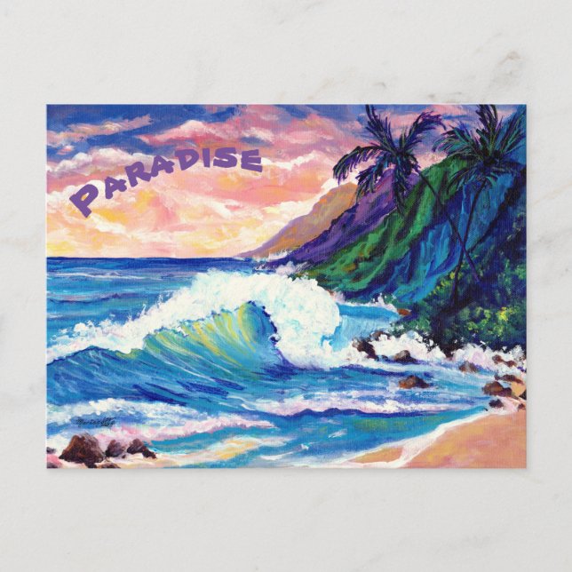 Paradise Hawaii Tropical Colorful Seascape Postkarte (Vorderseite)
