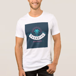 Paradise Holidays Retro Palme Navy Blau Weiß Tri-Blend Shirt