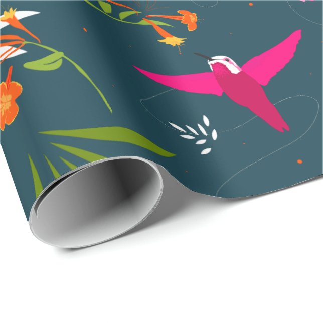 Paradise Hummingbird Gemustert Geschenkpapier (Rolleneckpunkt)