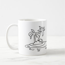 Paradise-Insel-Glas, Linienzeichnung Kaffeetasse