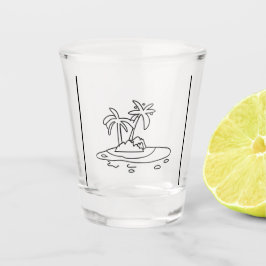Paradise-Insel-Glas, Linienzeichnung Schnapsglas