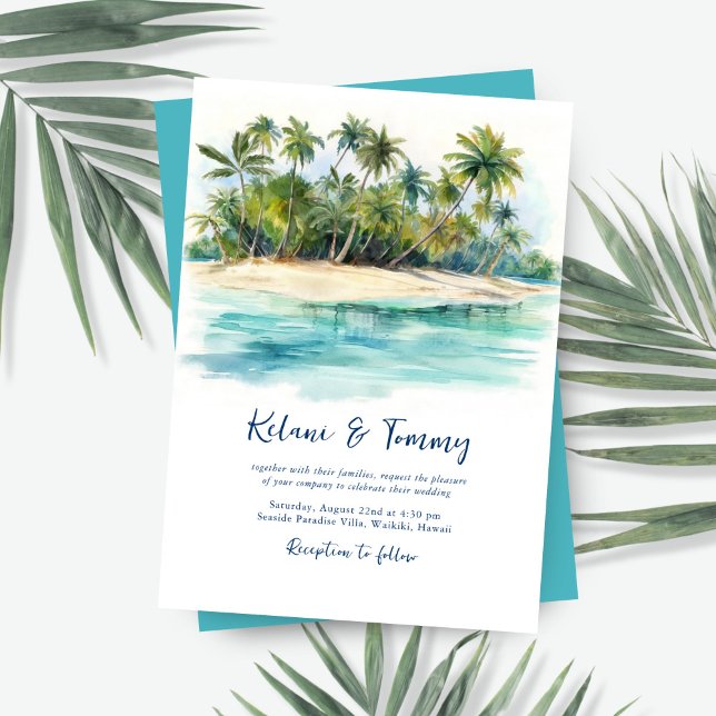 Paradise Island Tropical Beach Wedding Einladung (Von Creator hochgeladen)