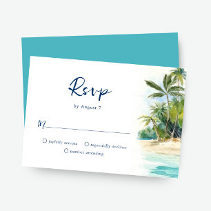 Paradise Island Tropical Beach Wedding RSVP Card Karte