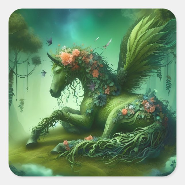 Paradise Magical Fairy Horse Quadratischer Aufkleber (Vorderseite)