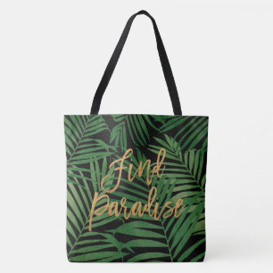 Paradise Palm Hawaiian Beach Bag - Schwarz und Gol