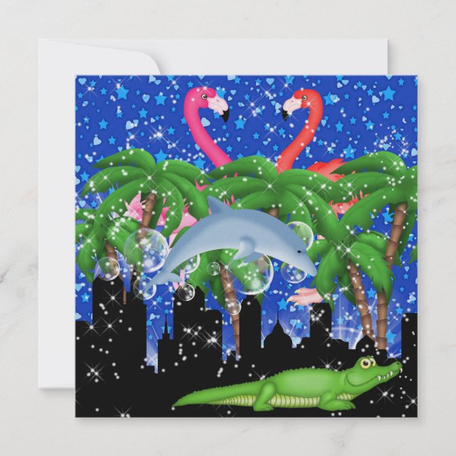 Paradise Party in Style Bright Lights - SRF Einladung (Vorderseite)