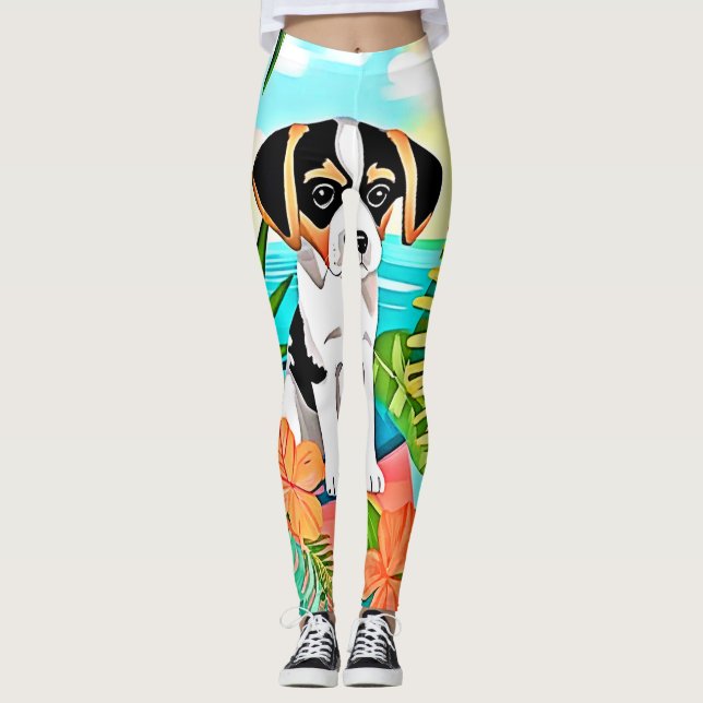 Paradise Puppy Design Leggings (Vorderseite)