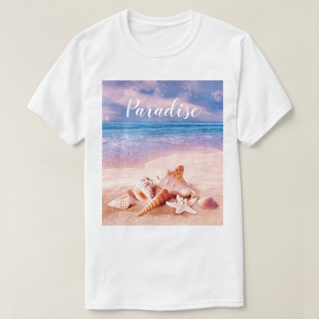 Paradise Sea Beach Muscheln T-Shirt (Design vorne)
