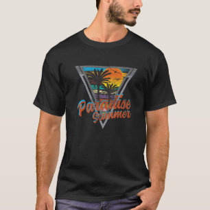 Paradise Summer Retro 80's Tropical Beach Sunset V T-Shirt