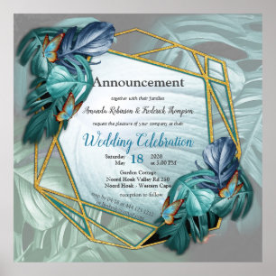 Paradise Tropical Splash in Blues, Türkis Poster