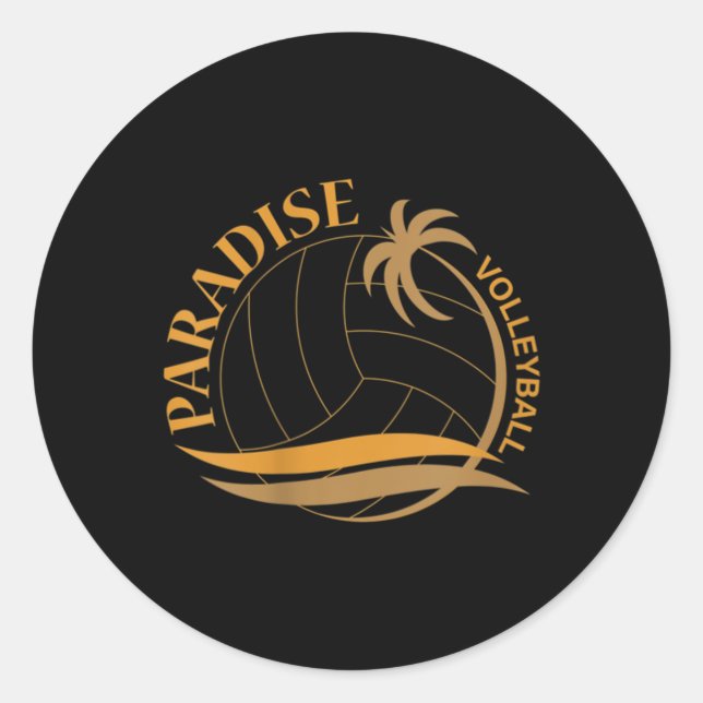 Paradise Volleyball Runder Aufkleber (Vorderseite)