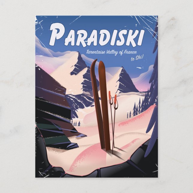 Paradiski Tarentaise Valley , Frankreich , Skipost Postkarte (Vorderseite)