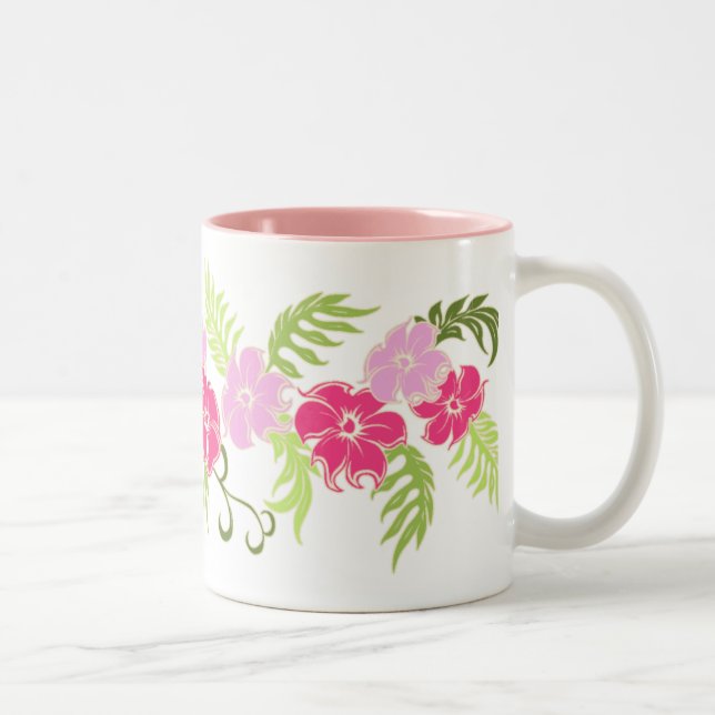Paradiso hawaiisches Hibiskus-Band Zweifarbige Tasse (Rechts)
