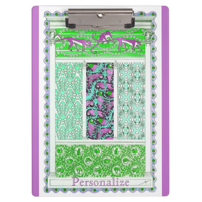 Parageiendschungel im Jugendstil, tropisch Klemmbrett (Vorderseite)