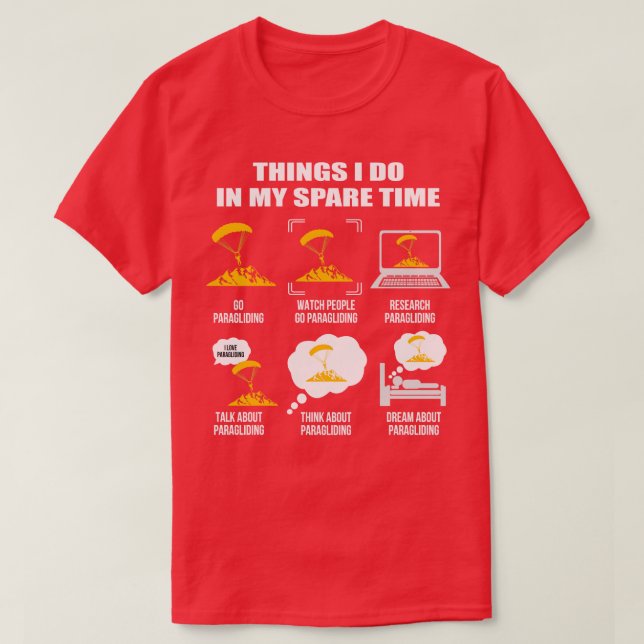 Paragleiten Shirt 6 Dinge, die ich in meiner Freiz (Design vorne)