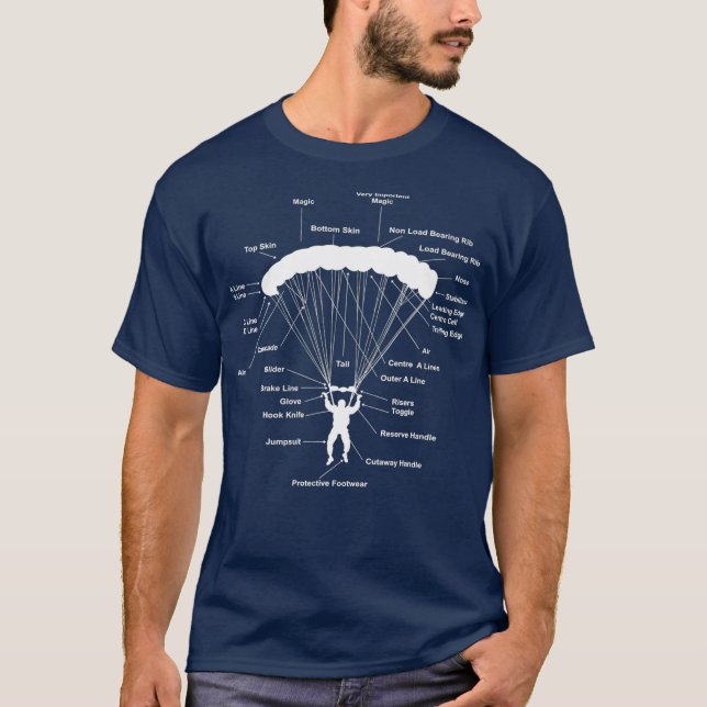 Paraglider Anatomy Magic Paragliding Skydiving T-Shirt (Vorderseite)