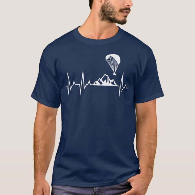 Paraglider Heartbeat Funny Paragliding Geschenk T-Shirt (Vorderseite)
