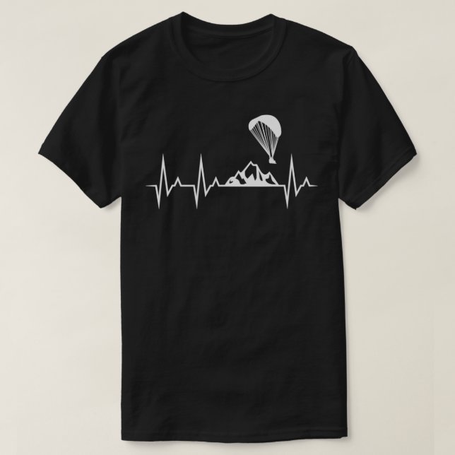 Paraglider Heartbeat Funny Paragliding Parachuting T-Shirt (Design vorne)