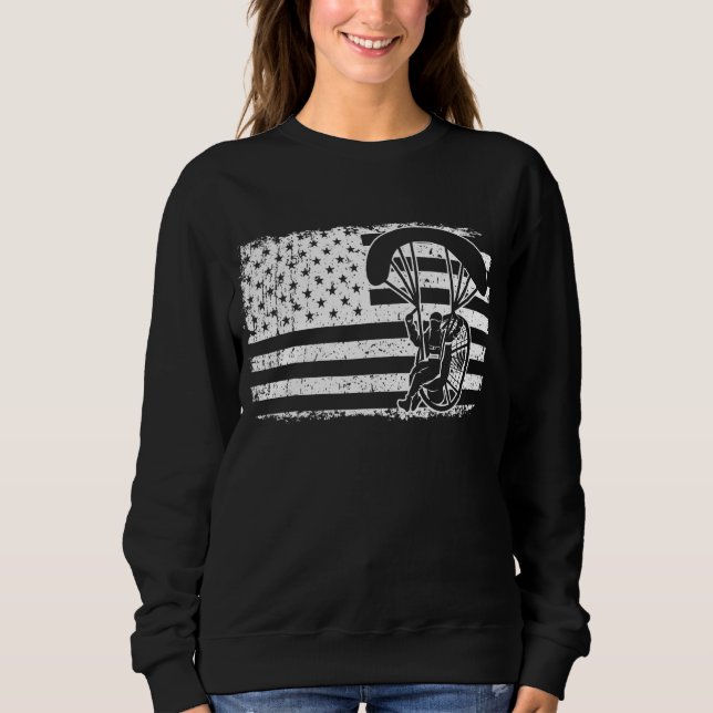 Paraglider Skydiver Us Flag Patriotic Paramotor Pi Sweatshirt (Vorderseite)