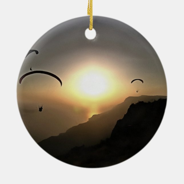 Paragliders Wanderlust Extreme Sports Art Keramikornament (Hinten)