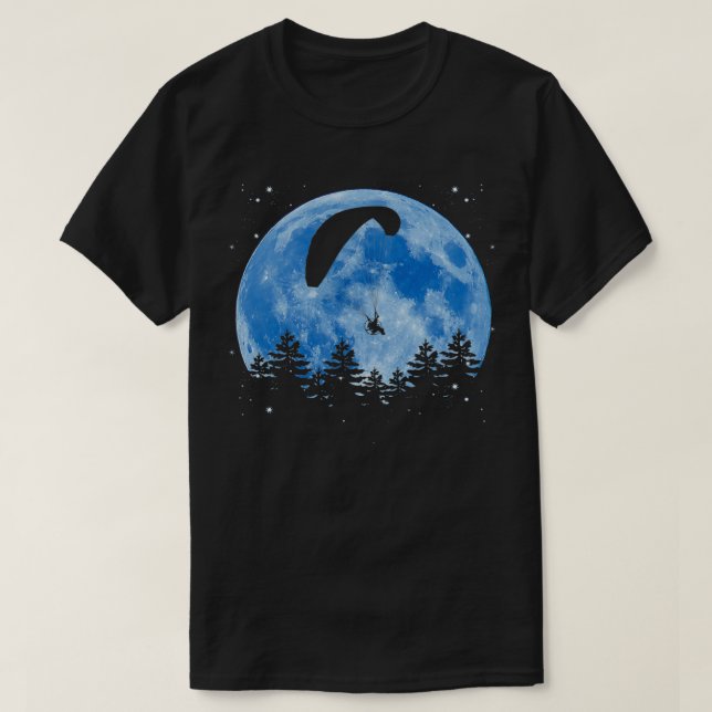 Paragliding Parachutist Flying Parachute Moon T-Shirt (Design vorne)