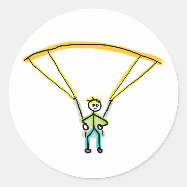 Paragliding Stickman Runder Aufkleber (Vorderseite)