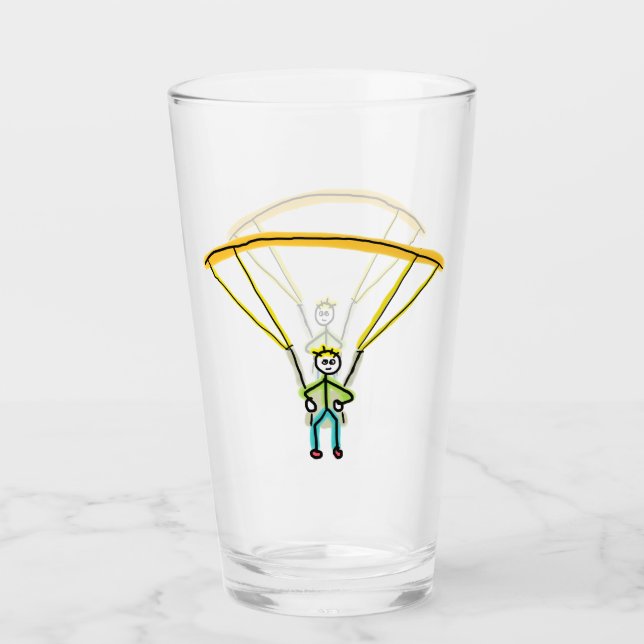 Paragliding-Strichmännchen Glas (Vorderseite)