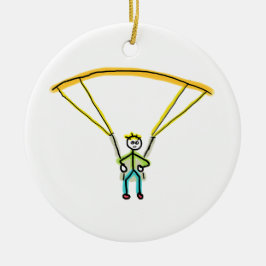 Paragliding-Strichmännchen Keramik Ornament