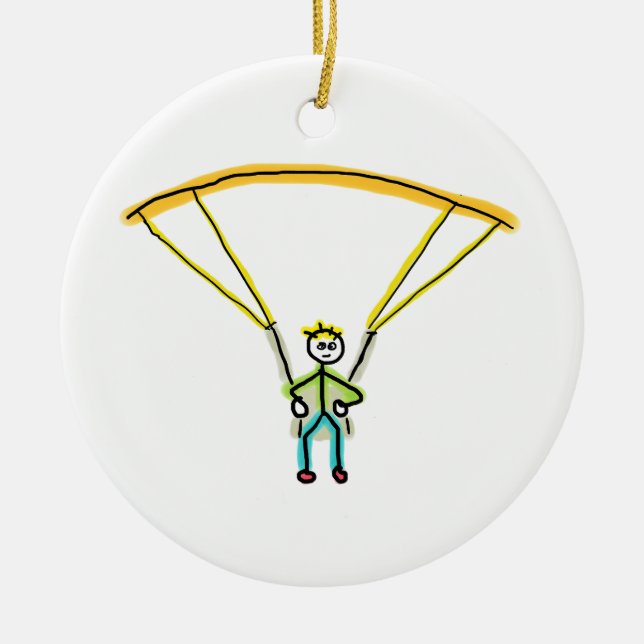 Paragliding-Strichmännchen Keramik Ornament (Vorne)