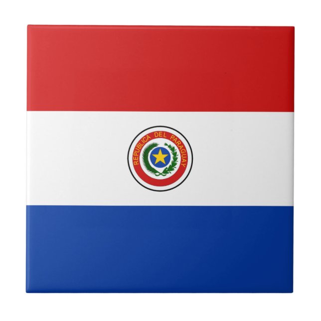 Paraguay Flag Keramik Tile Fliese (Vorderseite)