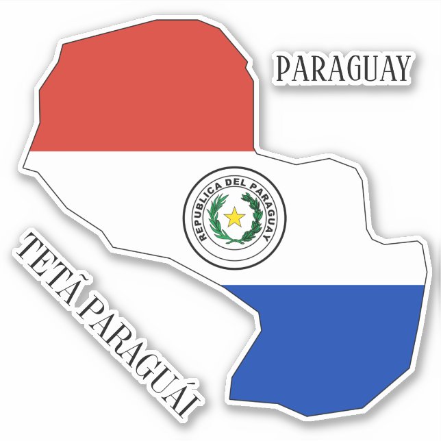 Paraguay Flag Map Kontur Aufkleber (Vorderseite)