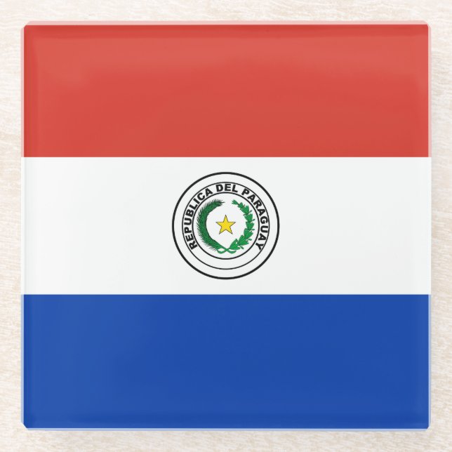 Paraguay-Flagge Glasuntersetzer (Vorderseite)