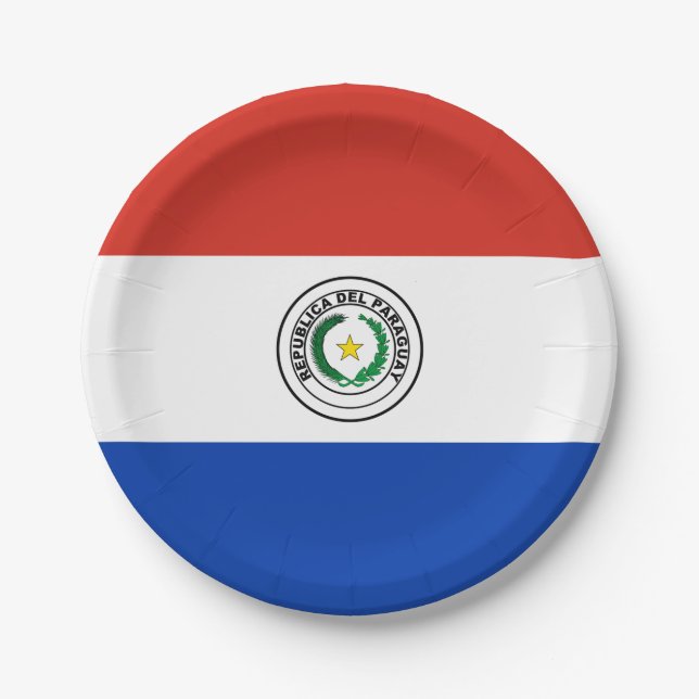 Paraguay-Flagge Pappteller (Vorderseite)