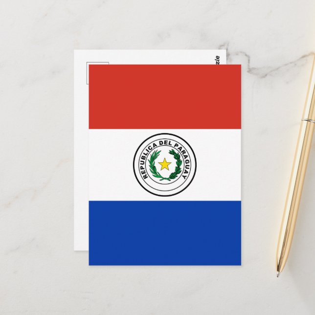 Paraguay-Flagge Postkarte (Vorderseite/Rückseite Beispiel)