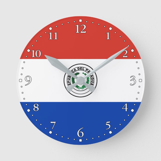 Paraguay-Flagge Runde Wanduhr (Vorderseite)