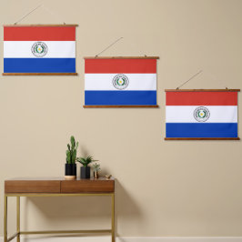 Paraguay-Flagge Wandteppich Mit Holzrahmen