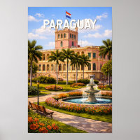 Paraguay Illustration Reise Kunst Vintage