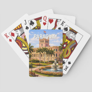 Paraguay Illustration Reise Kunst Vintage Spielkarten