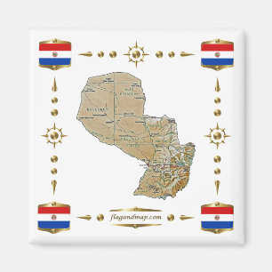 Paraguay Karte + Flaggen Magnet
