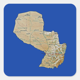 Paraguay Kartenaufkleber Quadratischer Aufkleber