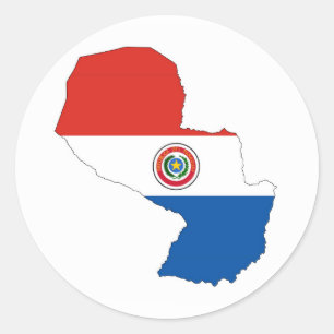 Paraguay-Landflaggen-Kartenform-Silhouette Runder Aufkleber